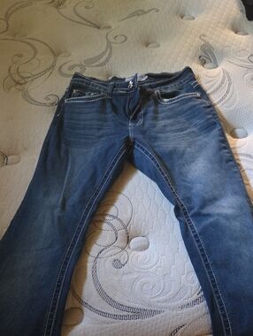 Dark Blue Faded Straight-Leg Jeans